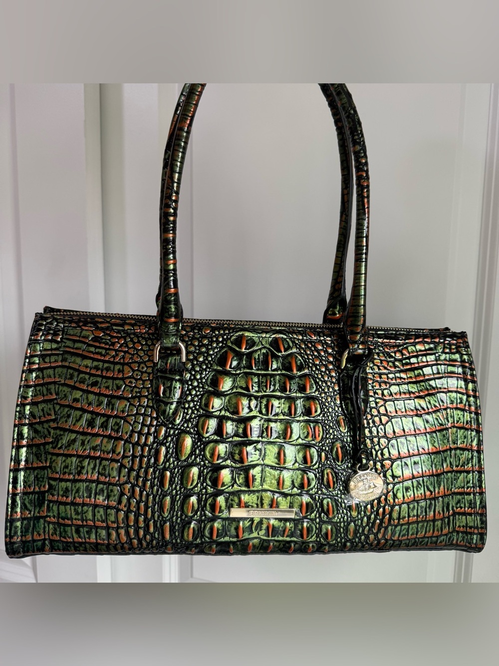 Brahmin Sophia Satchel Samba Green Melbourne Leather